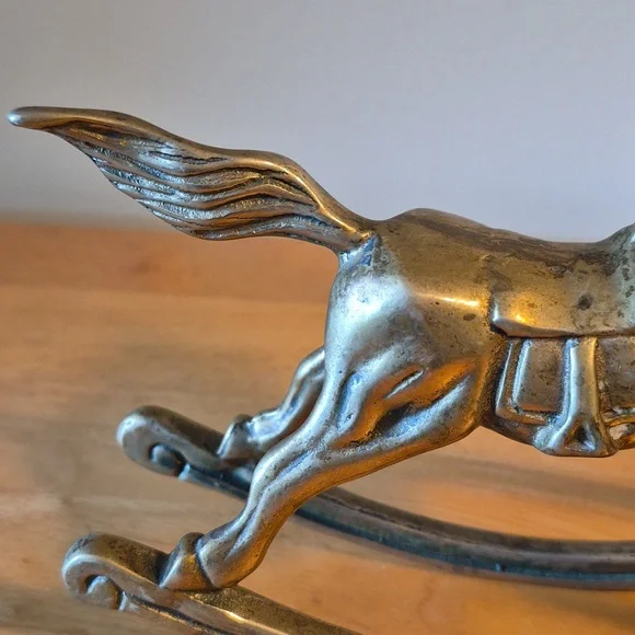 VINTAGE Solid Brass Rocking Horse Figurine Home Decor - Picture 7 of 15